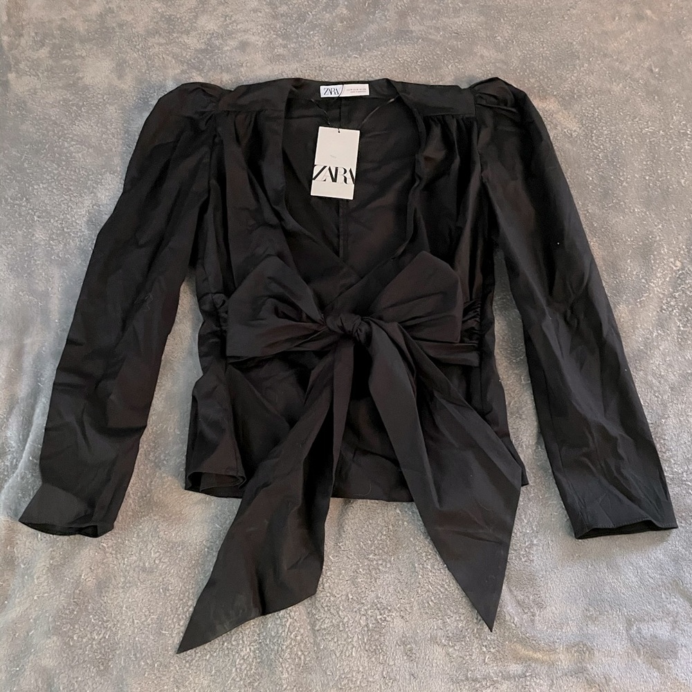 NWT! Zara Black Bow Blouse